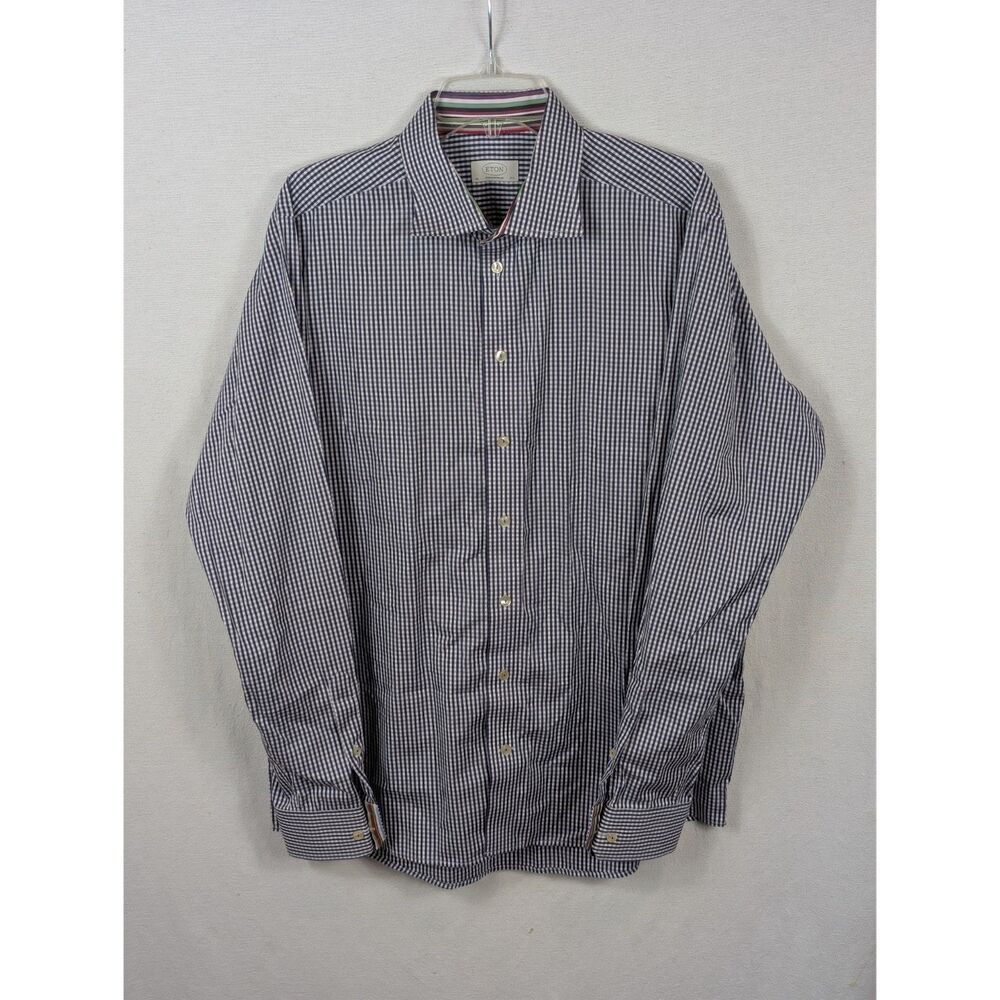 Eton Contemporary Flip Cuff Button Up Shirt Men's Size 44 - 17 1/2
